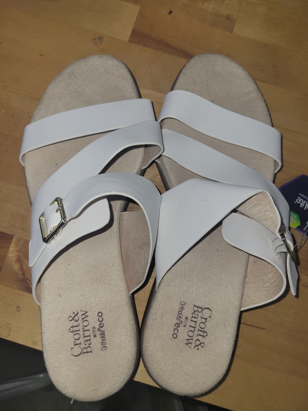 croft & barrow White Double-Strap Slide Sandals with Buckle